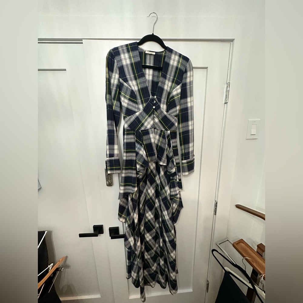 Petersyn plaid cropped high/low top. Size medium